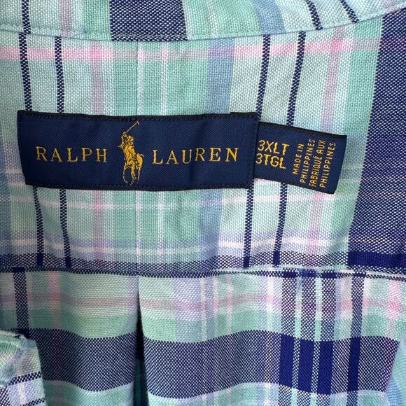 Vintage Polo Ralph Lauren 3XLT Plaid Shirt Preppy Y2K Coastal Classic Heritage - Picture 5 of 6
